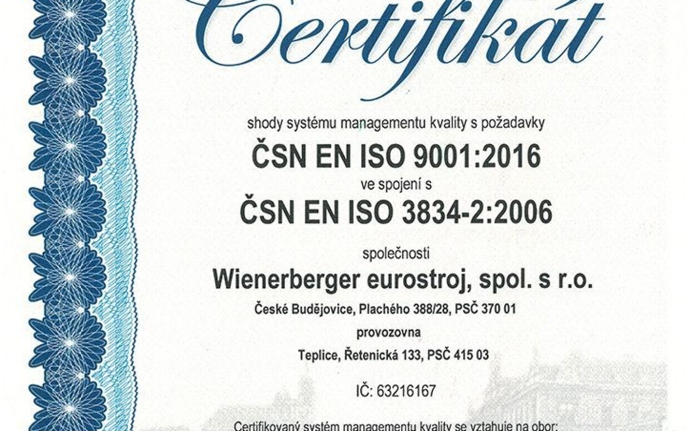 Certifikace | Eurostroj